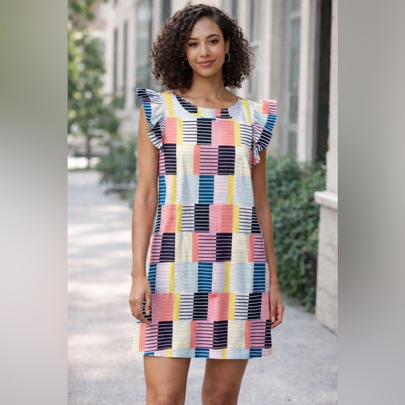 Michelle Mcdowell Dresses & Skirts - Michelle McDowell NEW colorful ruffle sleeve mini dress size small women’s